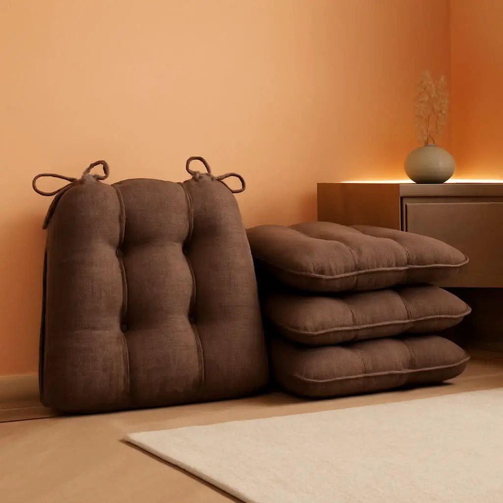Tufted Memory Foam Dining Chair Cushions Set Of 4 Brown from PriceLows™