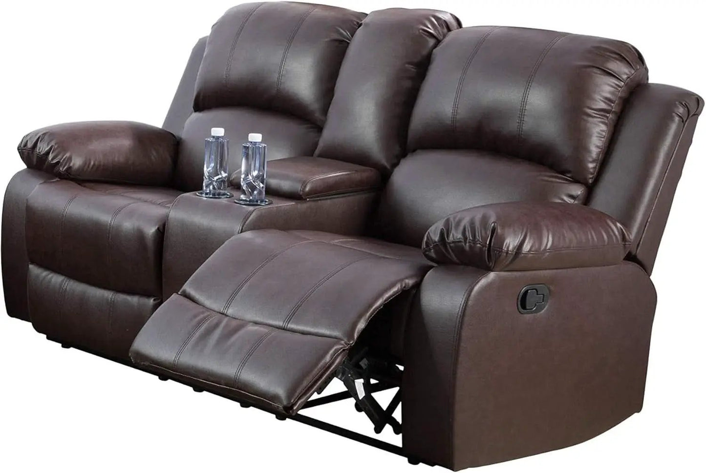Brown Bonded Leather Manual Reclining Living Room Sofa Set from PriceLows™
