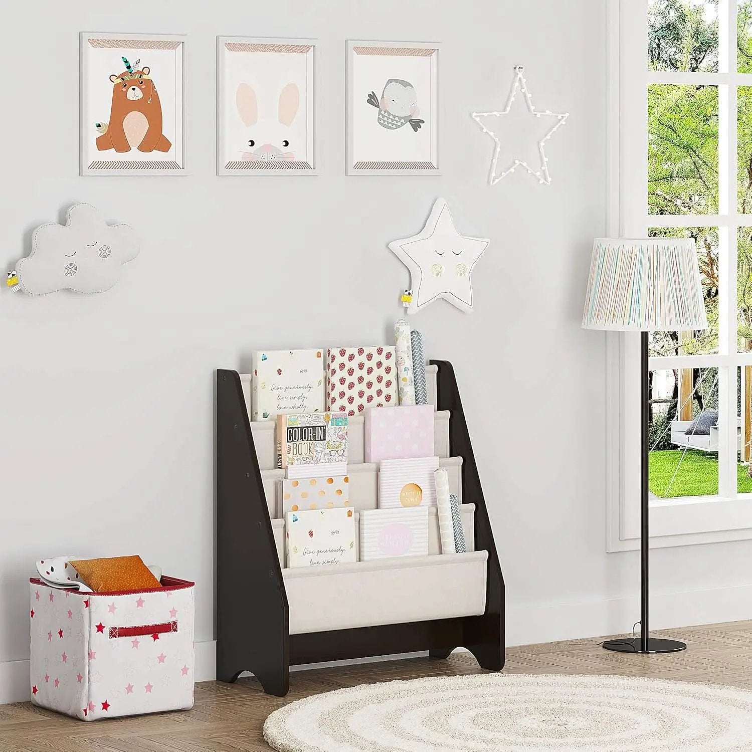 Kids Sling Bookshelf Espresso With Magazine Rack Organizer For Kids Room from PriceLows™