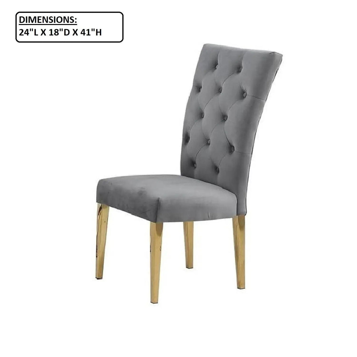 Upholstered Dining Chairs | Tufted Back | Stainless Steel Base | Set Of 2