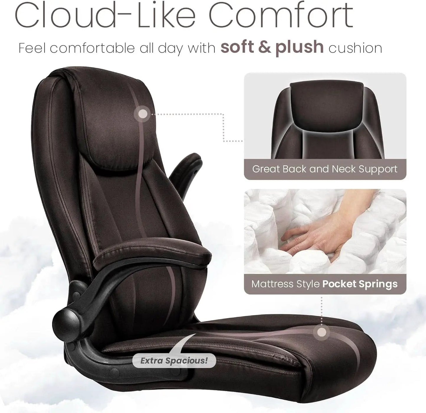 Brown PU Leather Office Chair With Adjustable Height from PriceLows™
