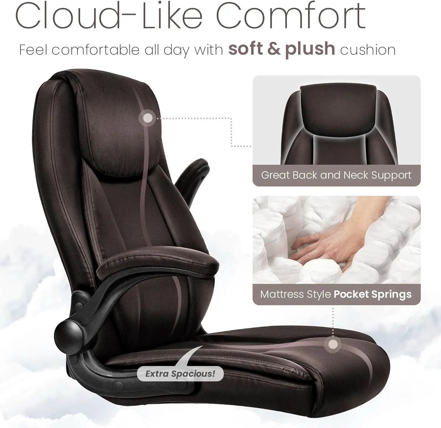 Brown PU Leather Office Chair With Adjustable Height from PriceLows™