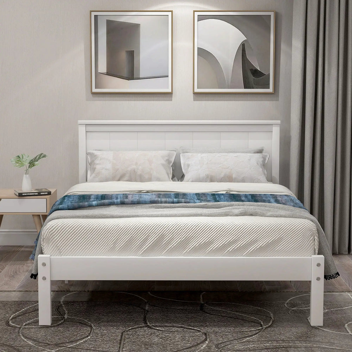 Platform Bed Frame With Headboard | Espresso Finish | Durable Pine Wood
