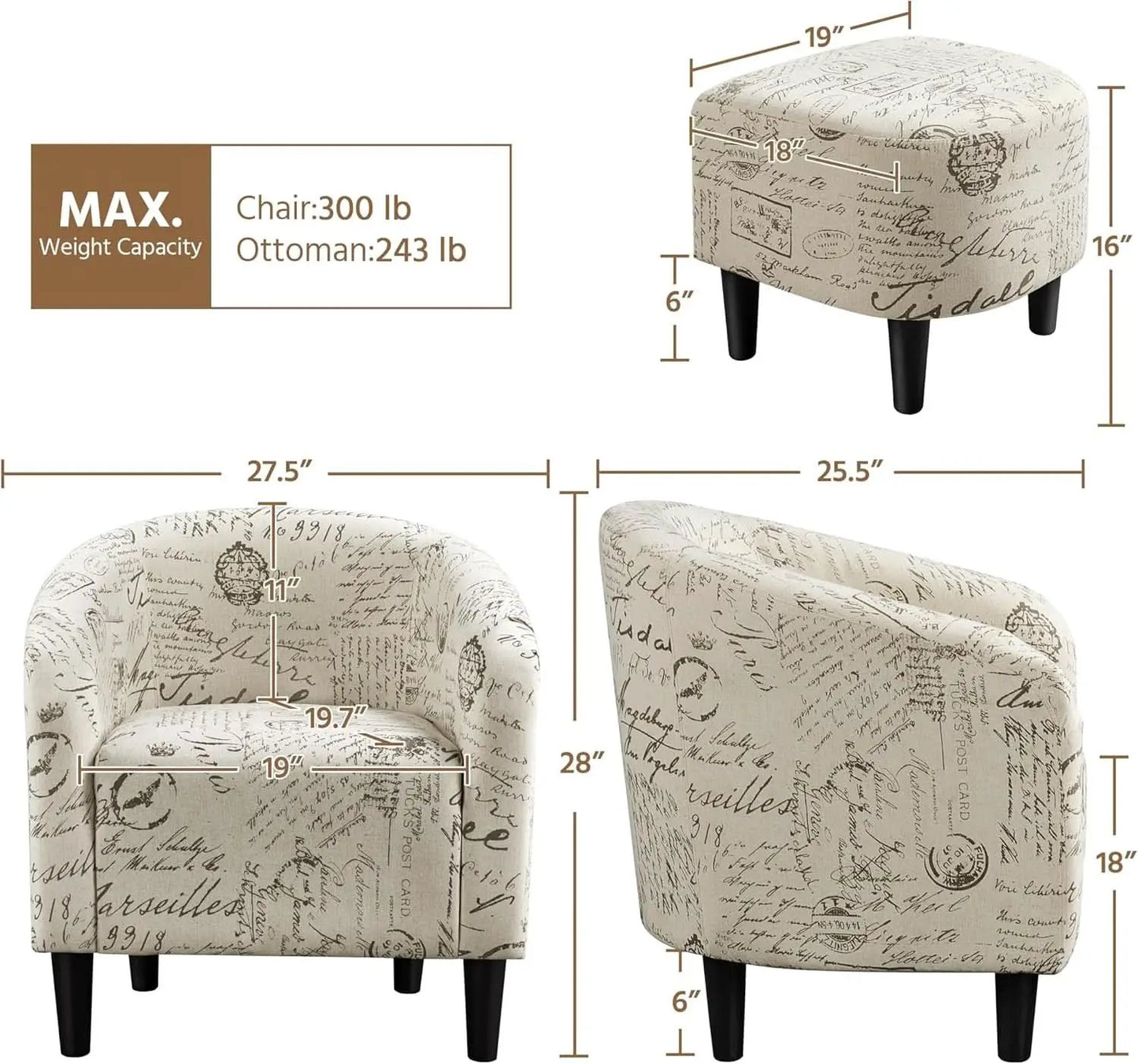 Upholstered Club Chair With Velvet Finish Ottoman Footstool from PriceLows™