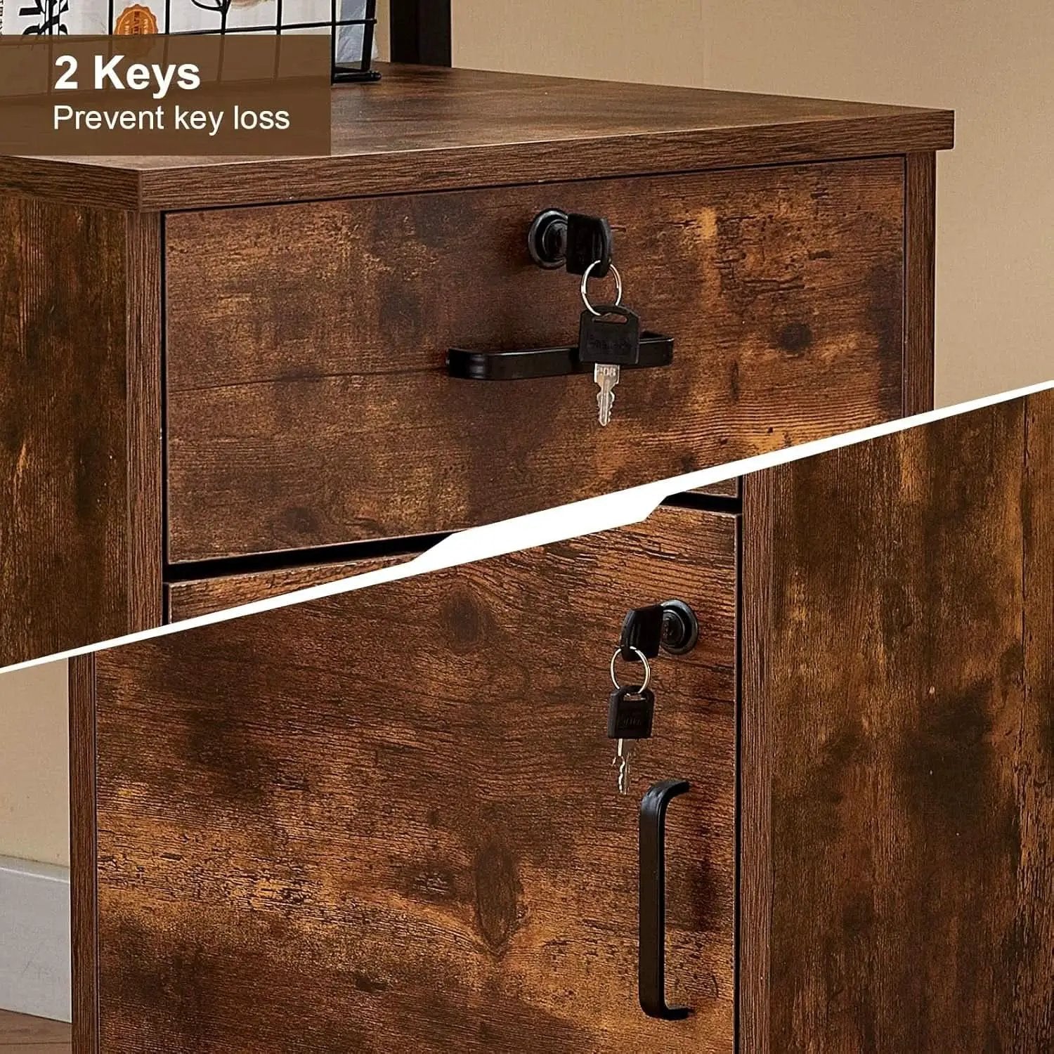 Mobile Lockable File Cabinet With Drawer Door Rustic Brown from PriceLows™