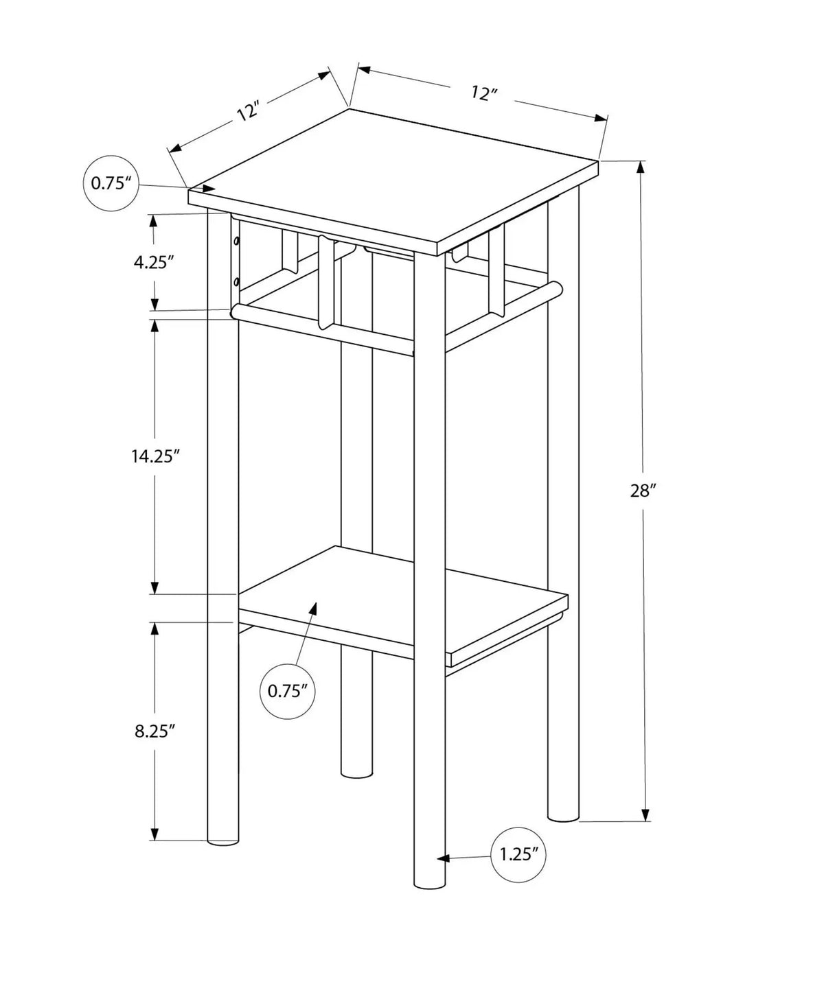 Square Accent Table | 2-Tier Design | Finished On All Sides | 28 Inch Height