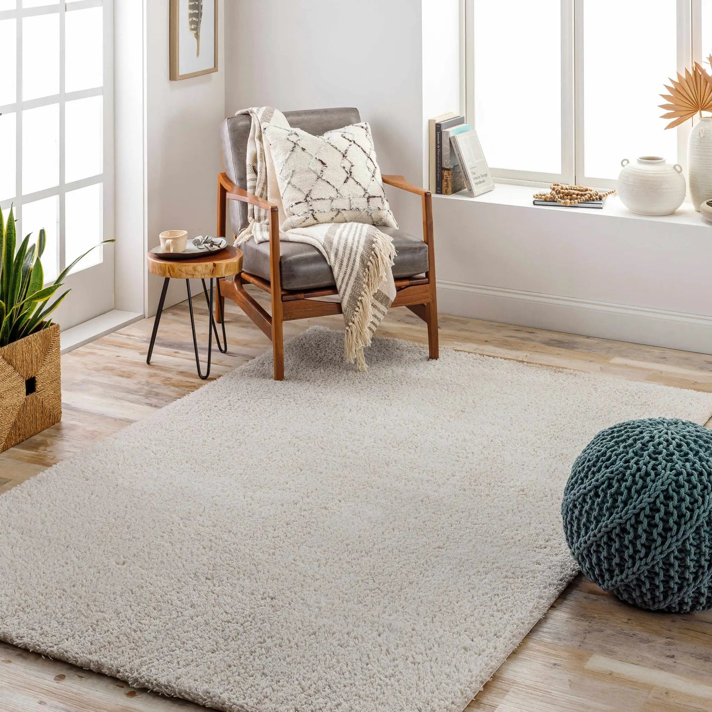 Heavenly Solid Beige Plush Rug from PriceLows™