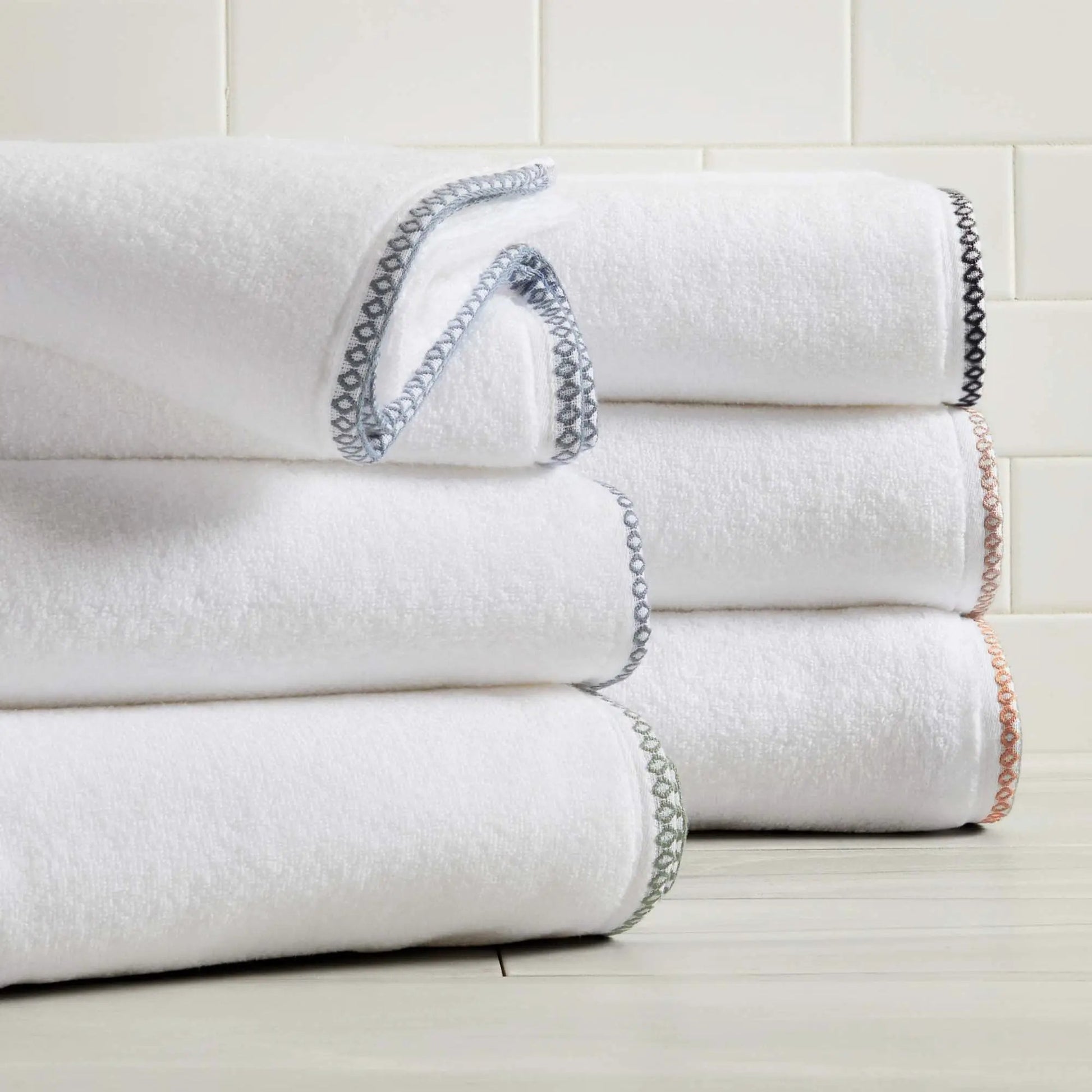 Cotton Border-Stitched 6-Piece Towel Set - Valery Collection from PriceLows™