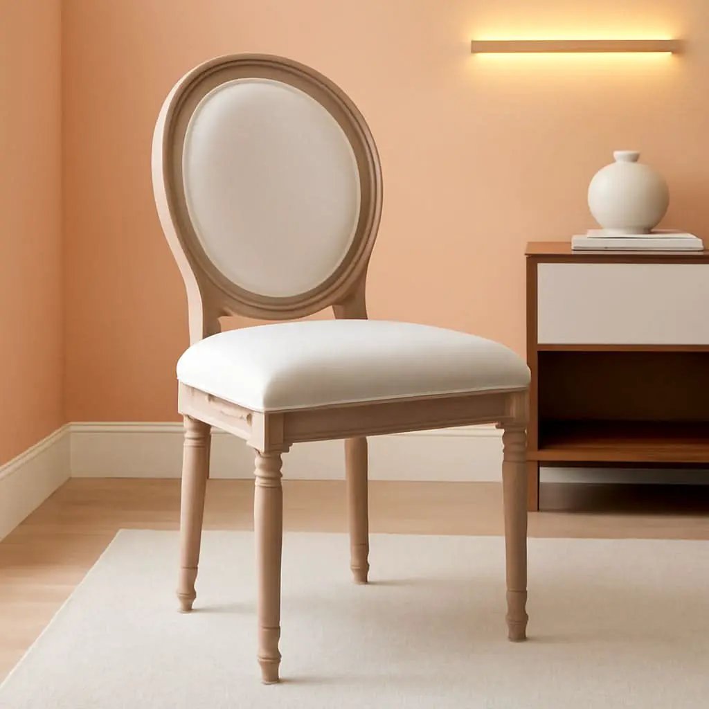 French Country Dining Chairs Beige Upholstered Set Of 6 from PriceLows™