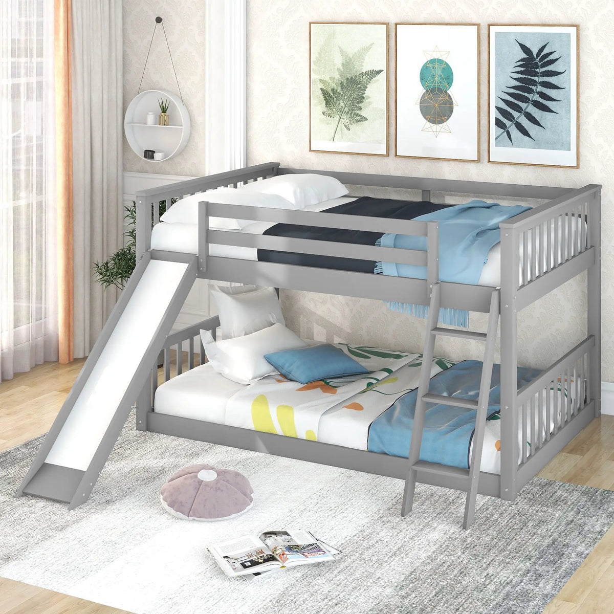 Bunk Bed | Convertible Slide And Ladder | Solid Pine Wood | Easy Access Design