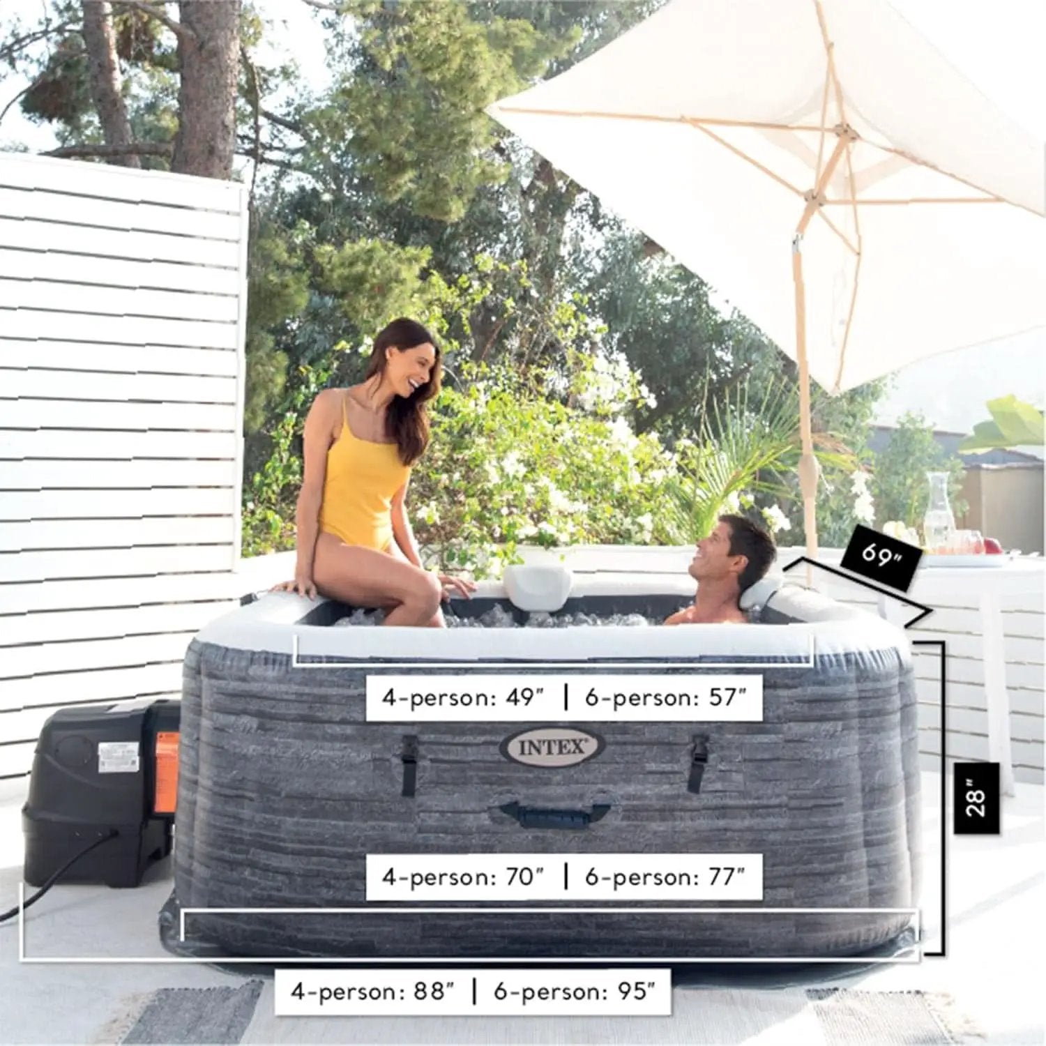 Purespa Plus Greystone 4-Person Inflatable Hot Tub with Jets from PriceLows™