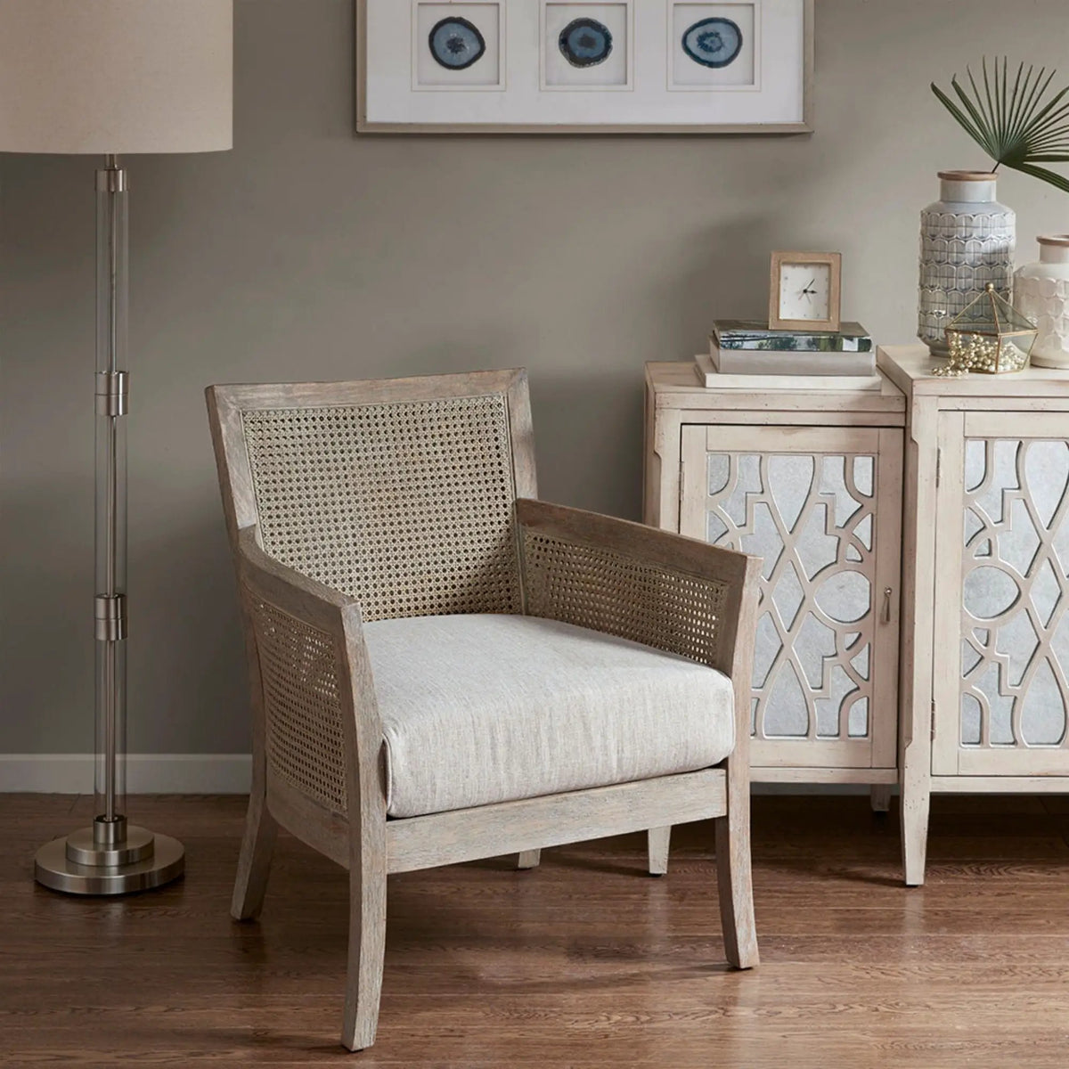 Cane Armchair | Cream And Reclaimed Natural | Cane Back And Sides | High-Density Foam