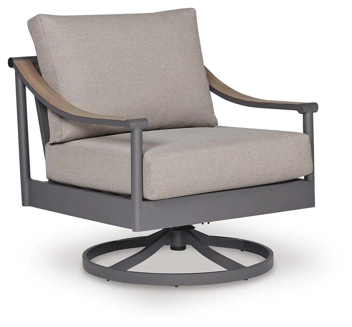 Ocean Beach Swivel Lounge With Cushion Swivel Chair | 32.63 x 34 x 35.5 in | Polyester & Fabric | Gray
