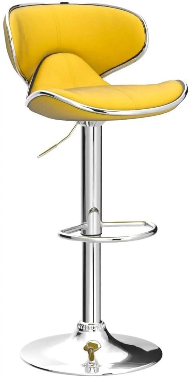 Masaccio Velvet Adjustable Swivel Bar Stool Set Of 2 Yellow from PriceLows™