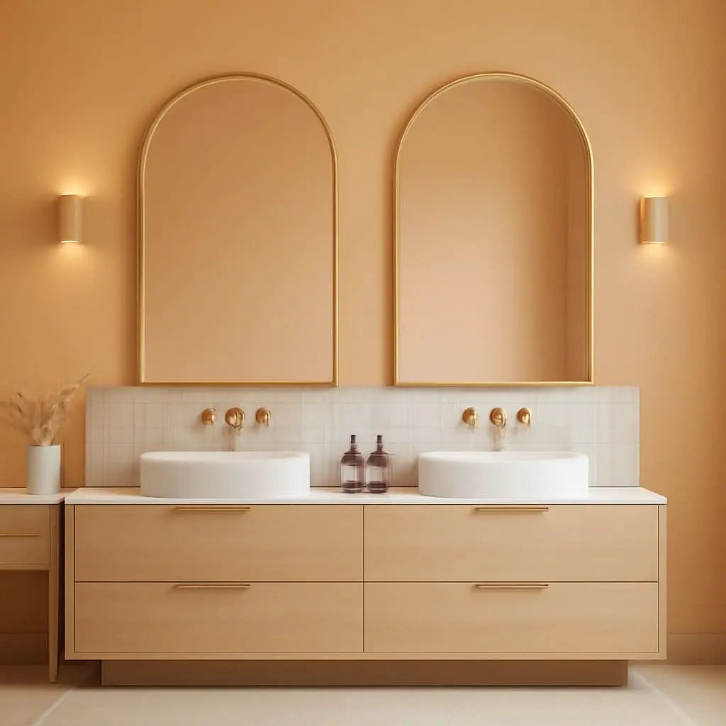 Gold Arched Wall Mirror 24x36 For Bathroom Vanity Decor from PriceLows™