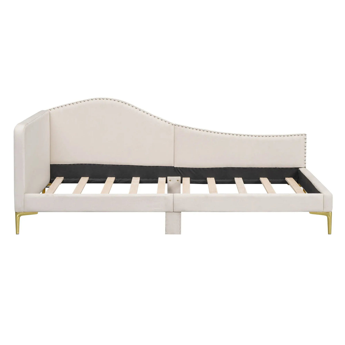 Upholstered Daybed | Headboard And Armrest | Support Legs | 80.5 Inch Length