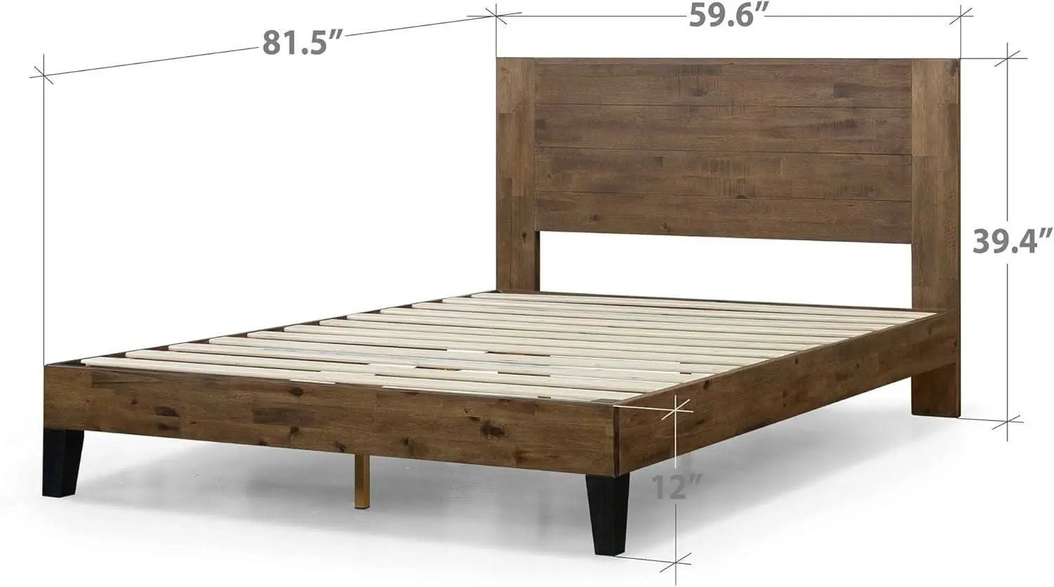 Queen Size Solid Wood Platform Bed Frame With Headboard from PriceLows™