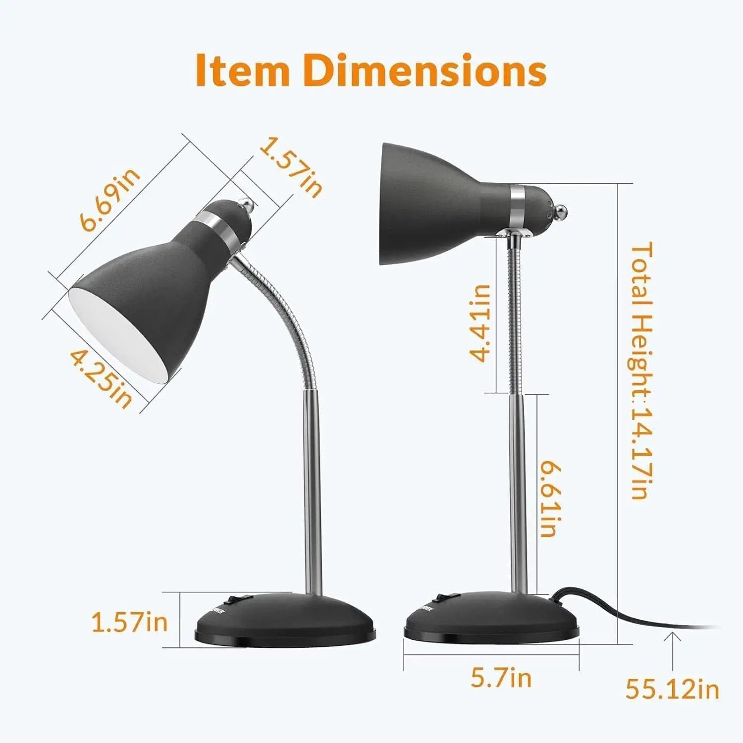 Matte Black Desk Lamp With Flexible Goose Neck Light from PriceLows™