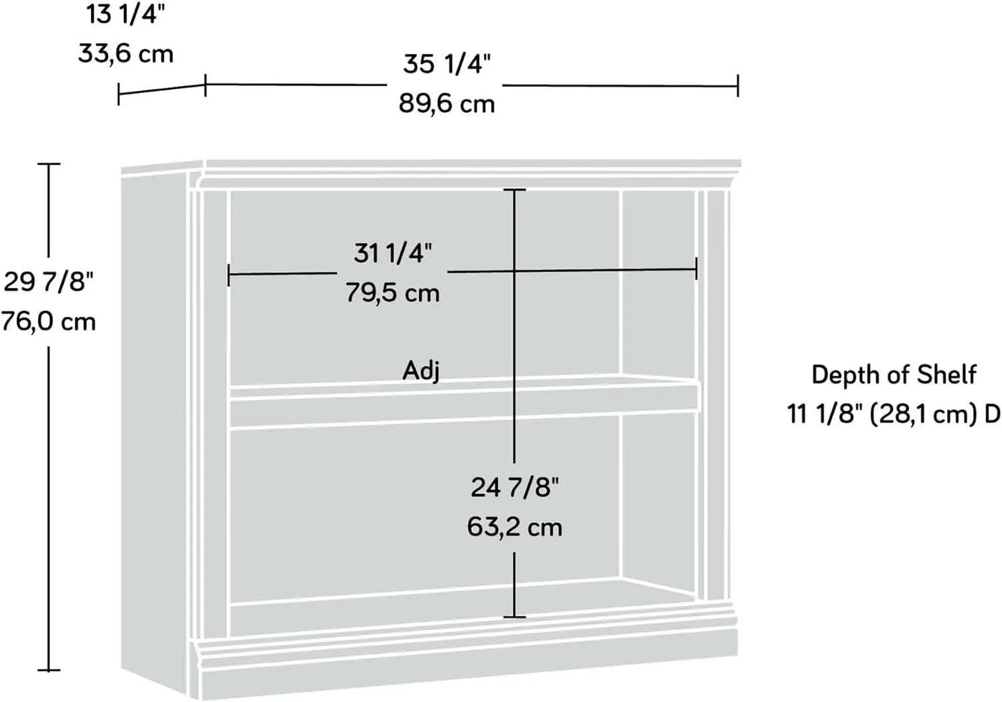 2 Tier Wooden Bookcase Chalked Chestnut Finish Multipurpose For Home Office Living Room from PriceLows™