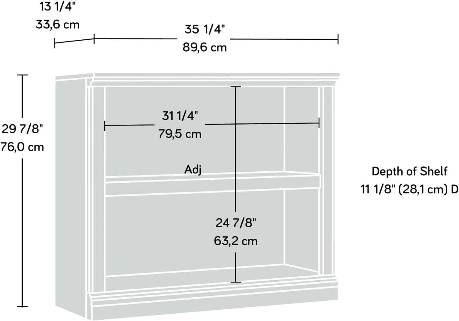 2 Tier Wooden Bookcase Chalked Chestnut Finish Multipurpose For Home Office Living Room from PriceLows™