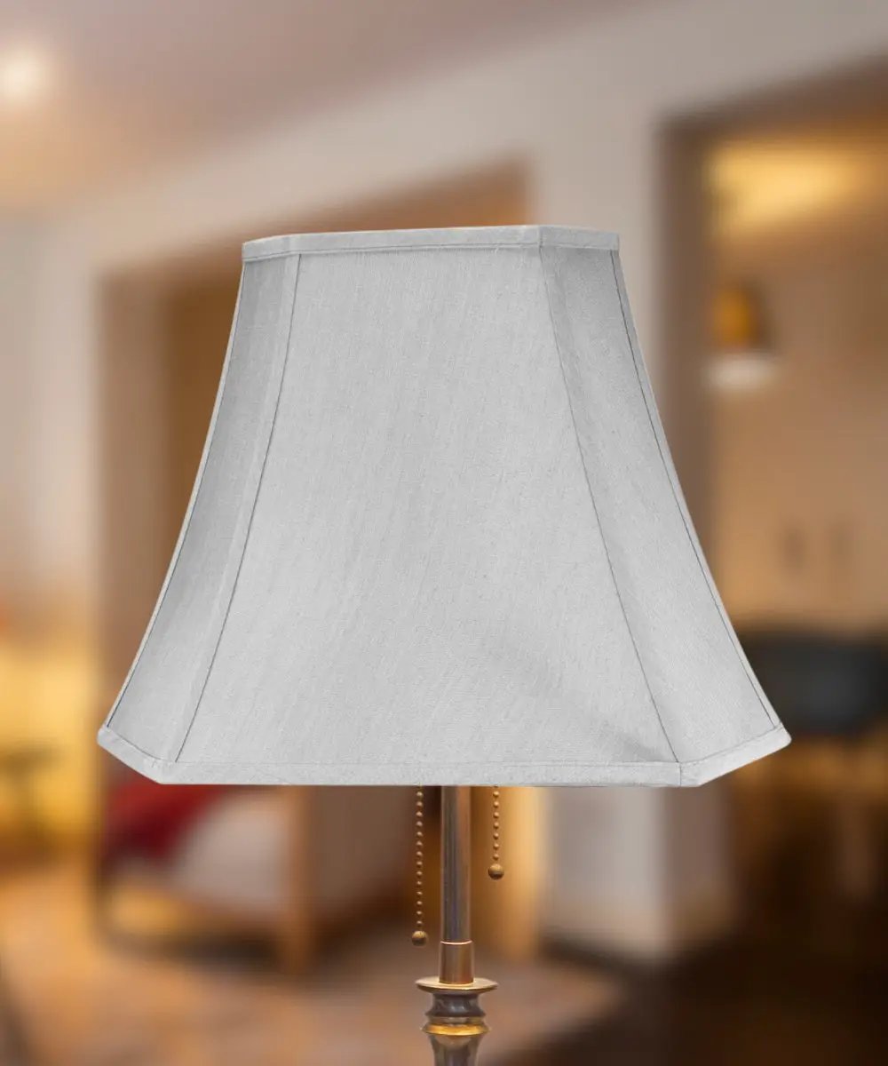 Square Cut Corner Lamp Shade | 16x12 Inch | Premium Shantung | Gray