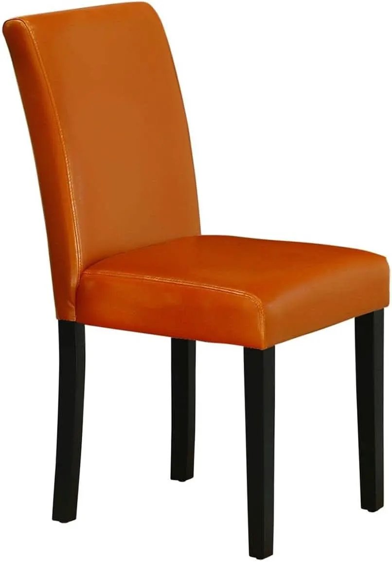 Parson Dining Chairs Black Faux Leather Upholstered Set Of 2 from PriceLows™