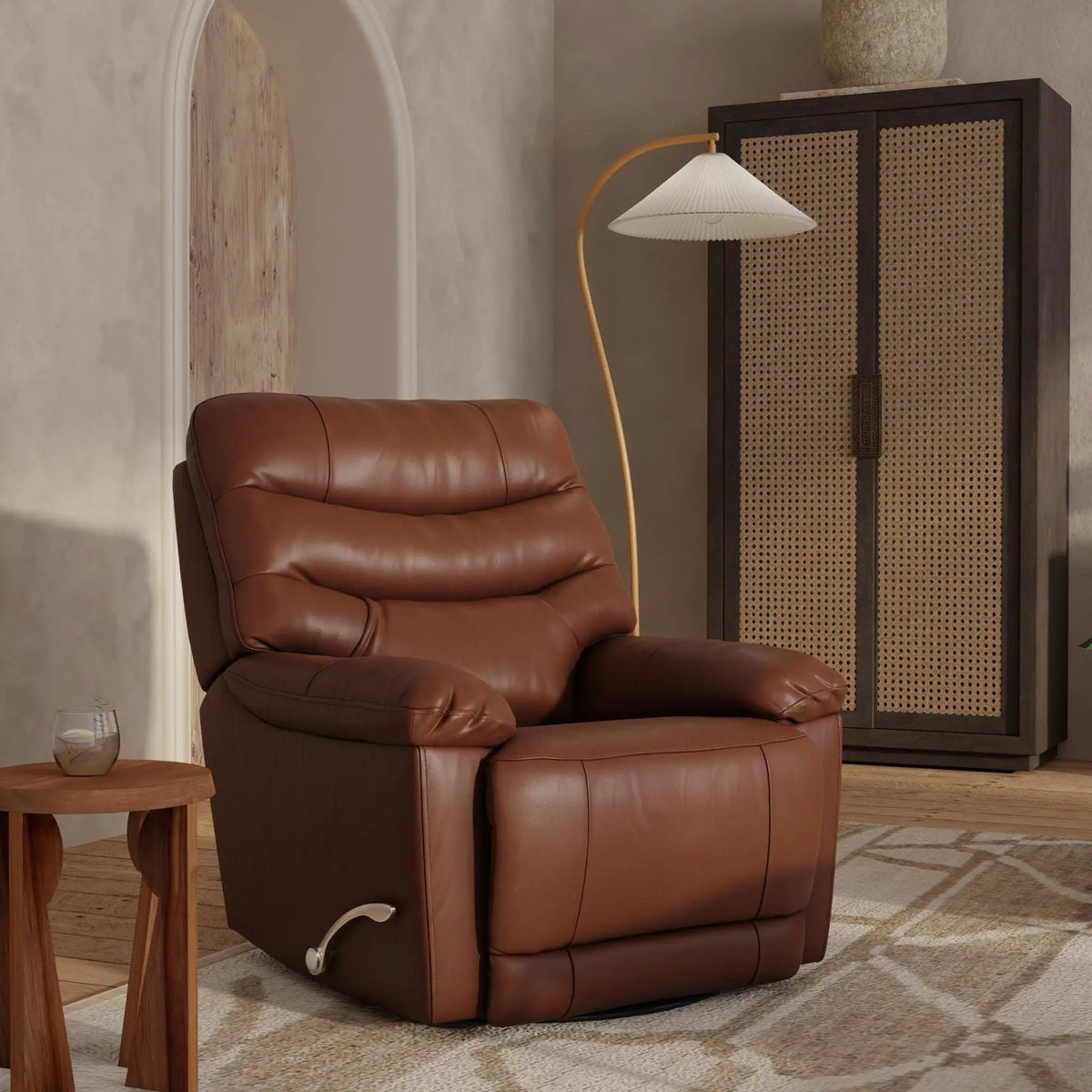 Oslo Antelope Swivel Glider Recliner | Manual Footrest | 360 Degree Swivel Base | No-Sag Suspension
