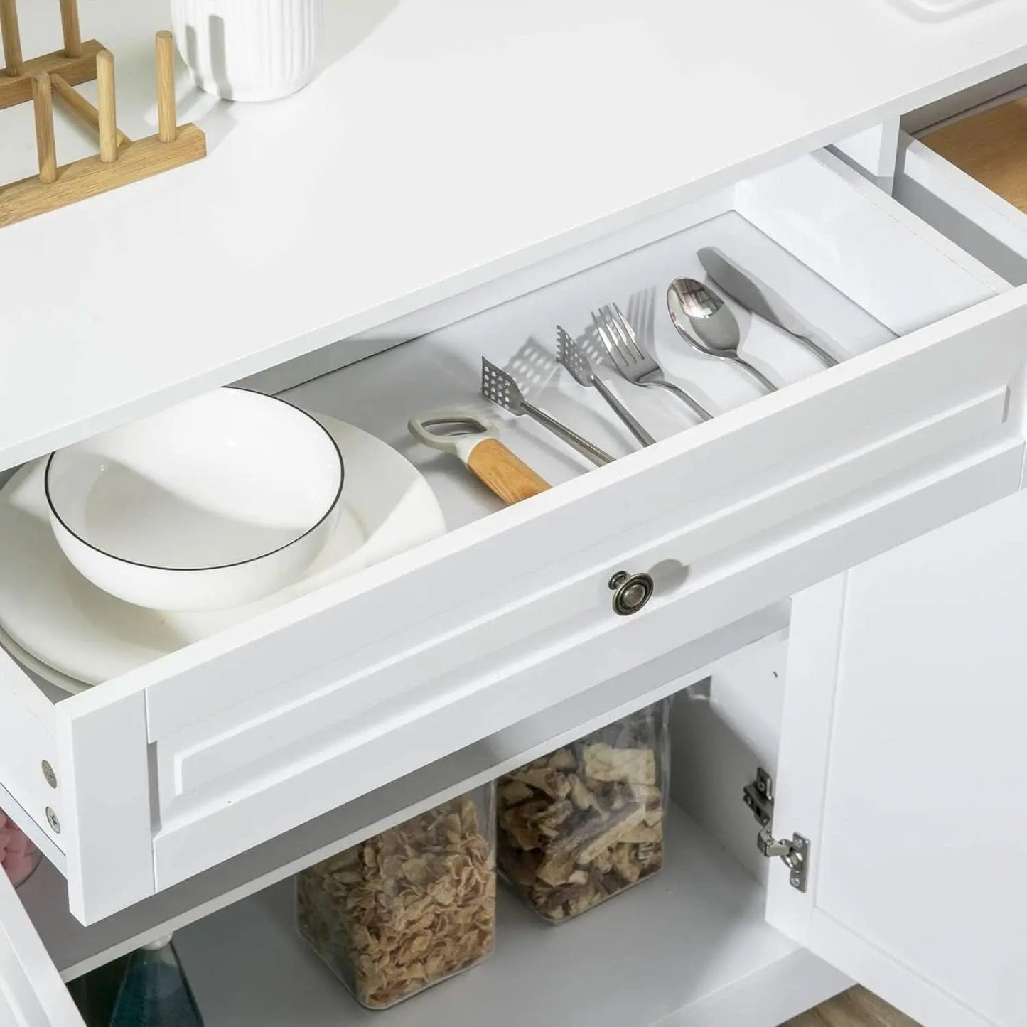 White Sideboard Buffet Cabinet With 2 Drawers And Shelves from PriceLows™