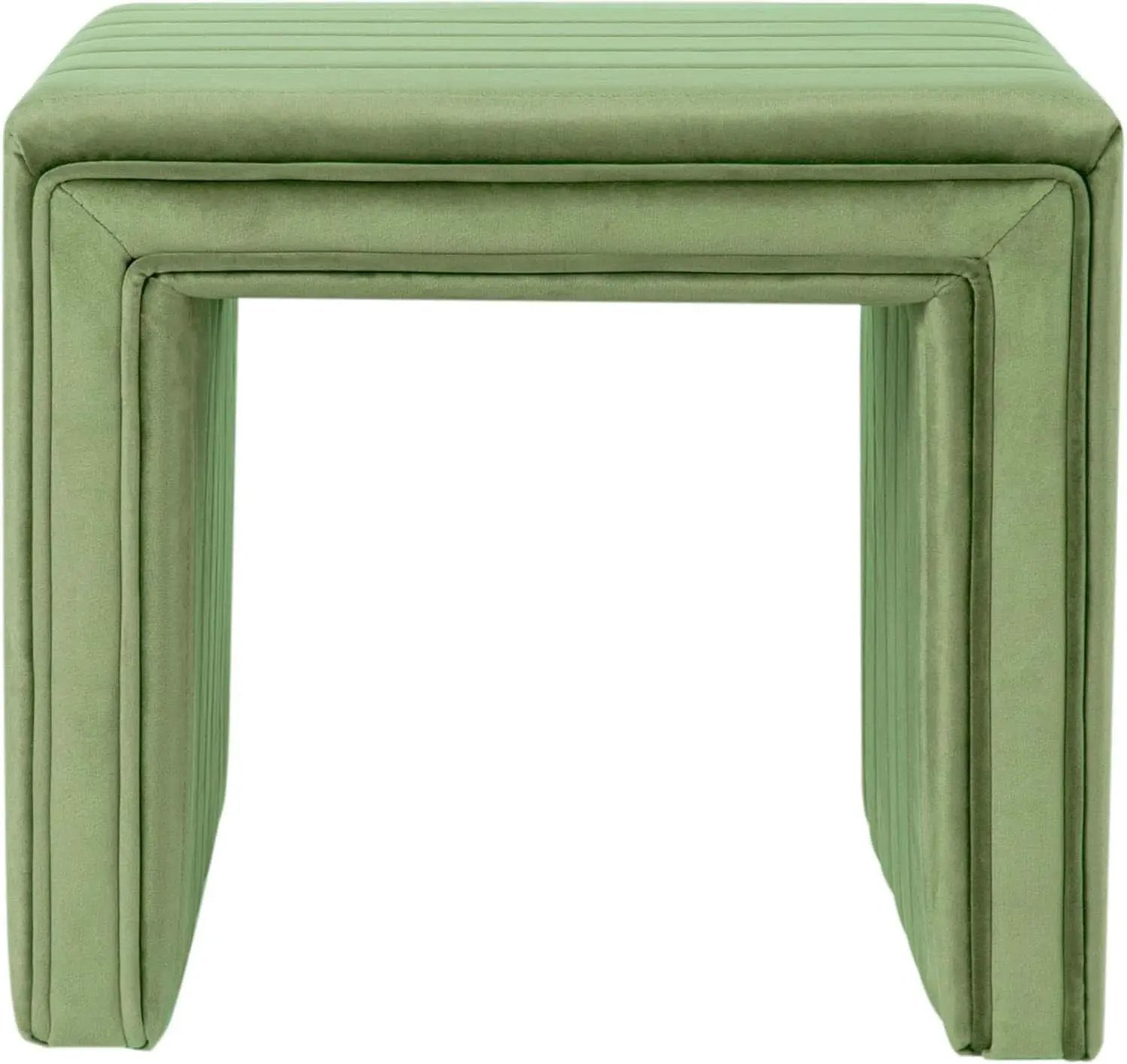 Elegant Green Velvet Tufted Channel Ottoman Footstool from PriceLows™