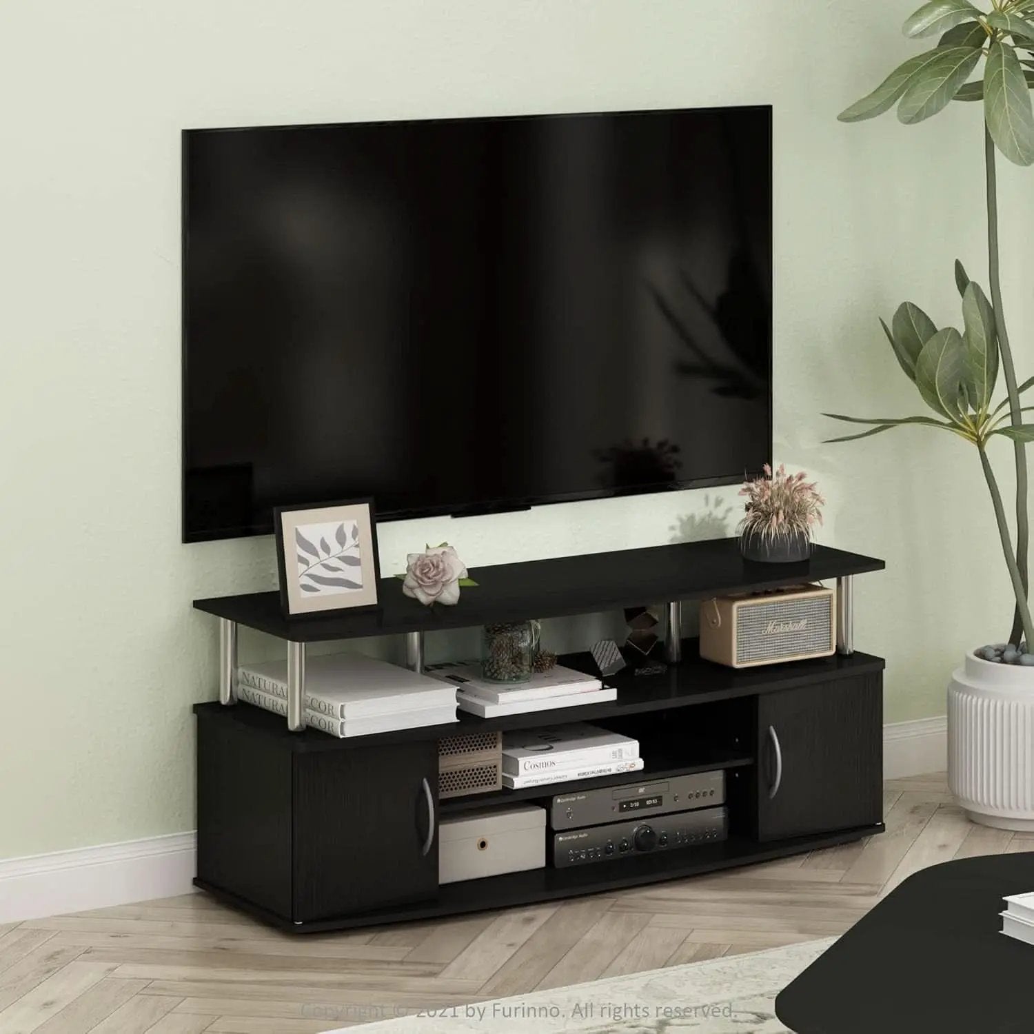 JAYA Entertainment Stand For 55 Inch TV Americano Chrome from PriceLows™