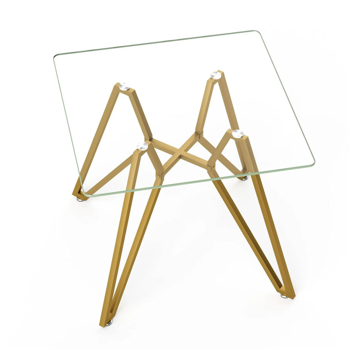 Modern Glass Dining Table With Metal Legs | 2 Pieces | Tempered Glass & Metal | Dining Room