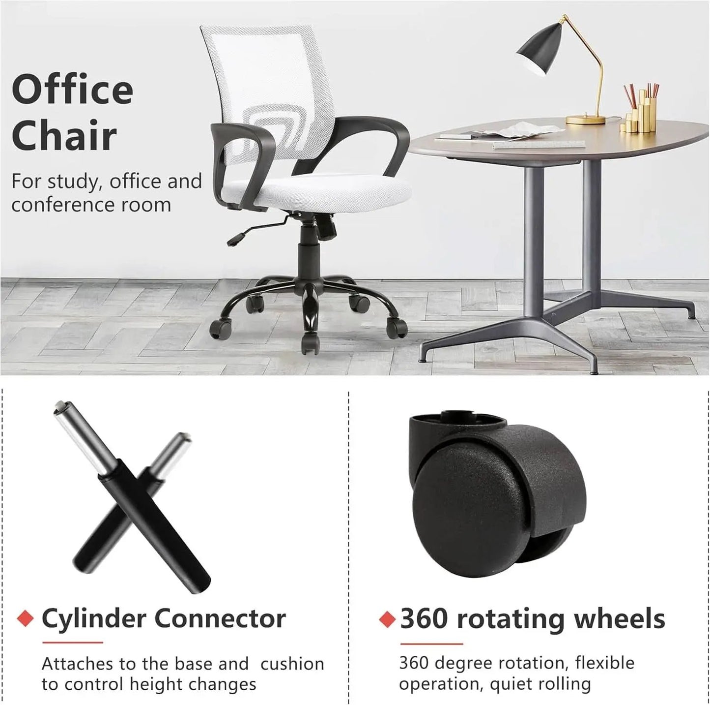 Ergonomic White Office Chair With Lumbar Support For Home from PriceLows™