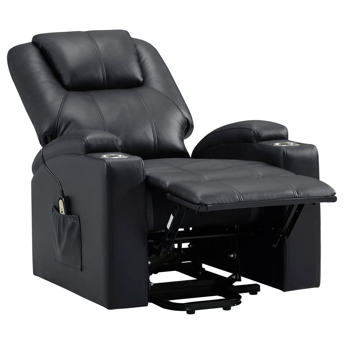Macklin Power Lift Massage Recliner | Heat And Massage | Dual Cupholders | Smooth Upholstery