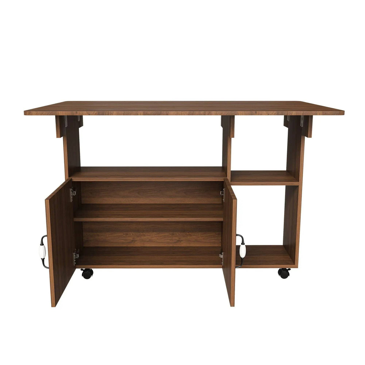 Multi Functional Folding Table With Storage Shelves And Wheels Island | 3 Pieces | Home Furniture | Home