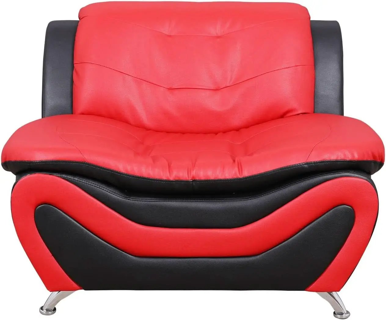 Aldo 3 Piece Modern Sofa Set Black Red Faux Leather from PriceLows™