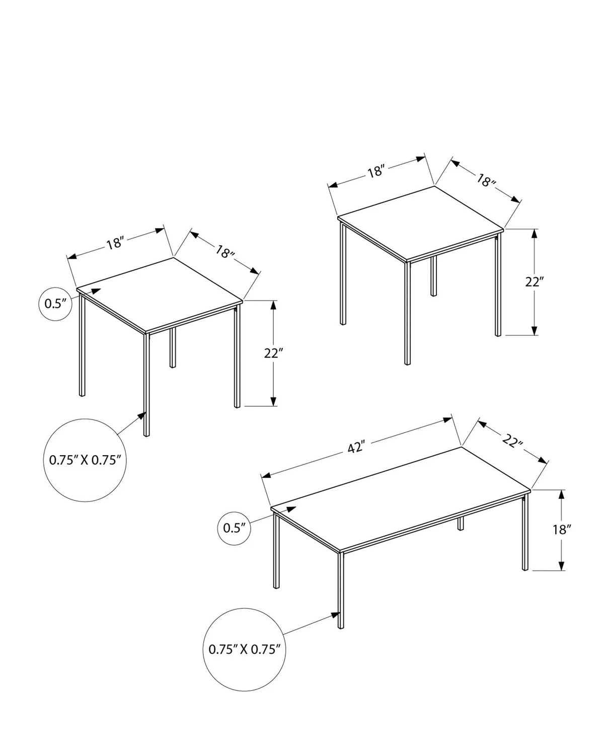 Coffee And End Table Set | Set Of 3 | Contemporary Design | High-Density Laminate Tops