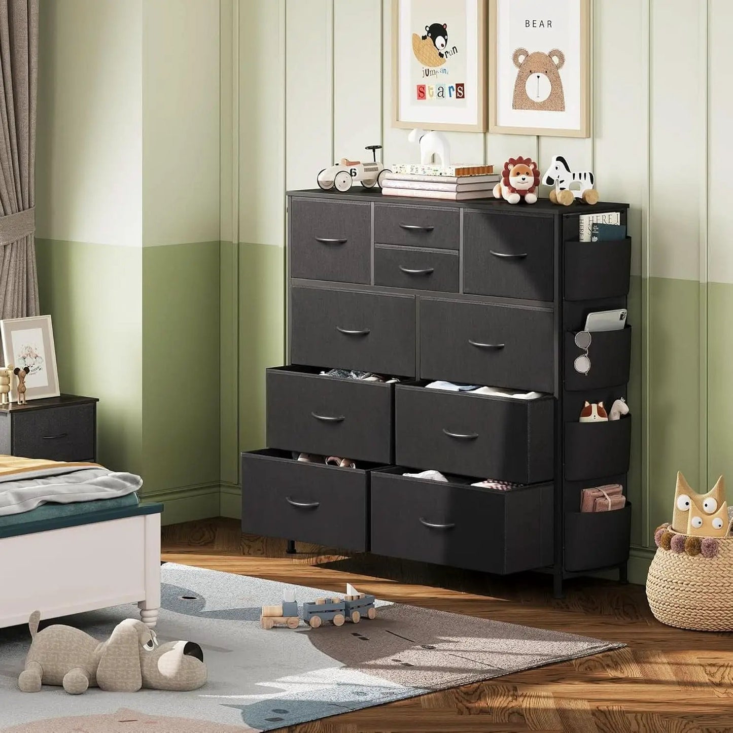 10 Drawer Dresser With Black Finish For Bedroom Storage from PriceLows™