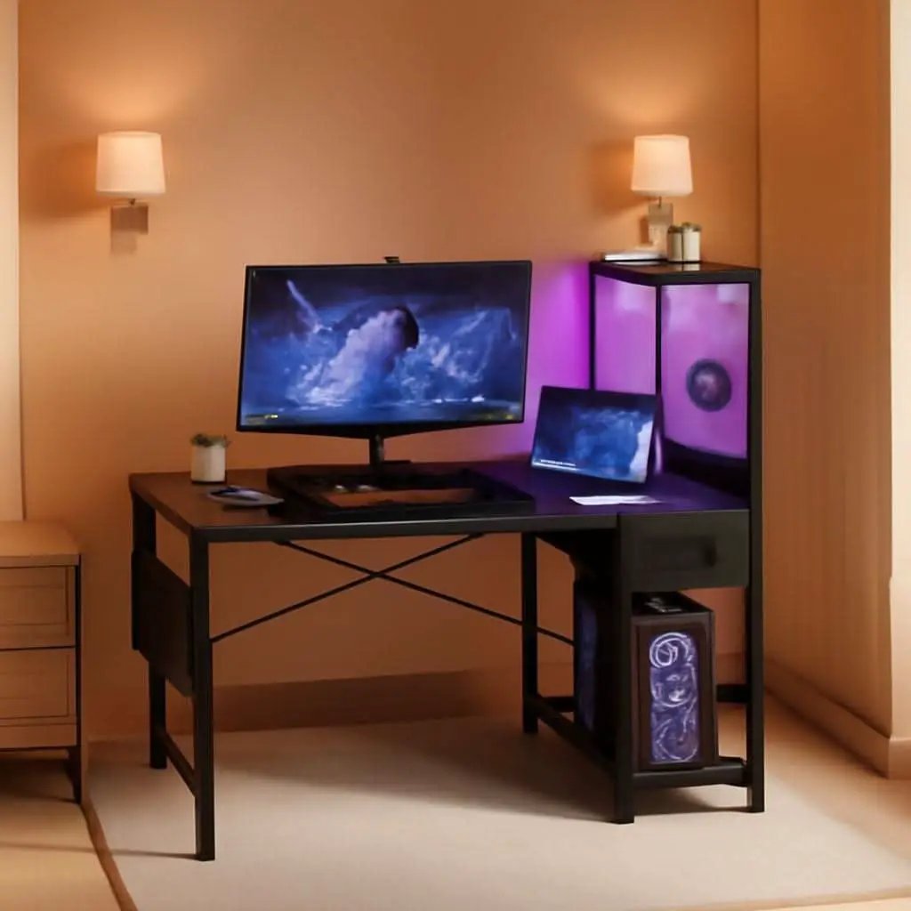 40 Inch Gaming Desk Industrial Grade Carbon Fiber Black from PriceLows™