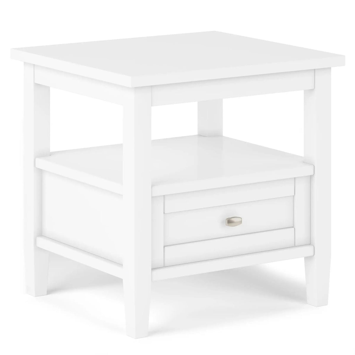 Warm Shaker Solid Wood Table | Bottom Drawer | Open Shelf Storage