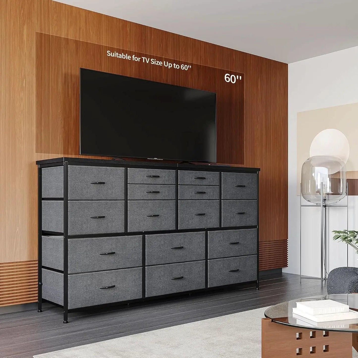 60 Inch TV Stand Dresser With Charging Station 16 Drawers from PriceLows™