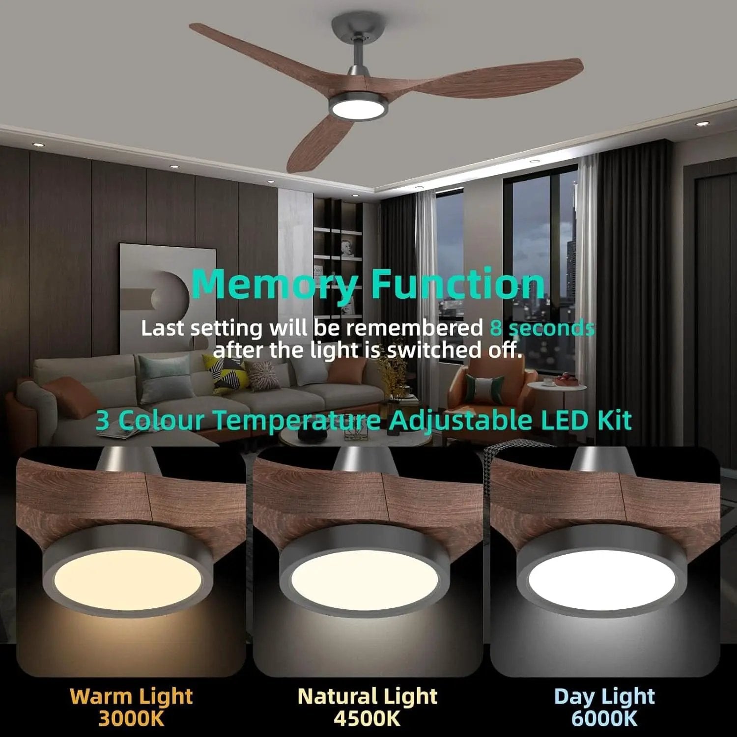 52 Inch Black Ceiling Fan With Lights And Remote Control from PriceLows™