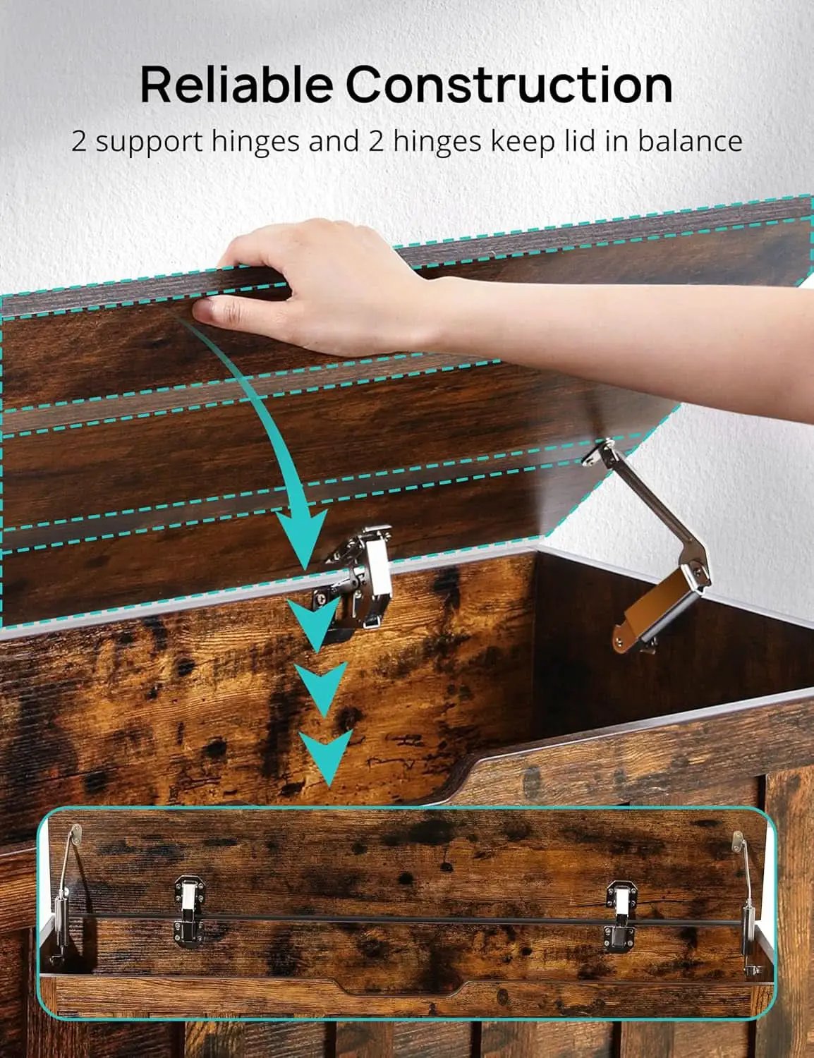 39 Inch Rustic Brown IndustrialGrade SolidStorage Chest from PriceLows™