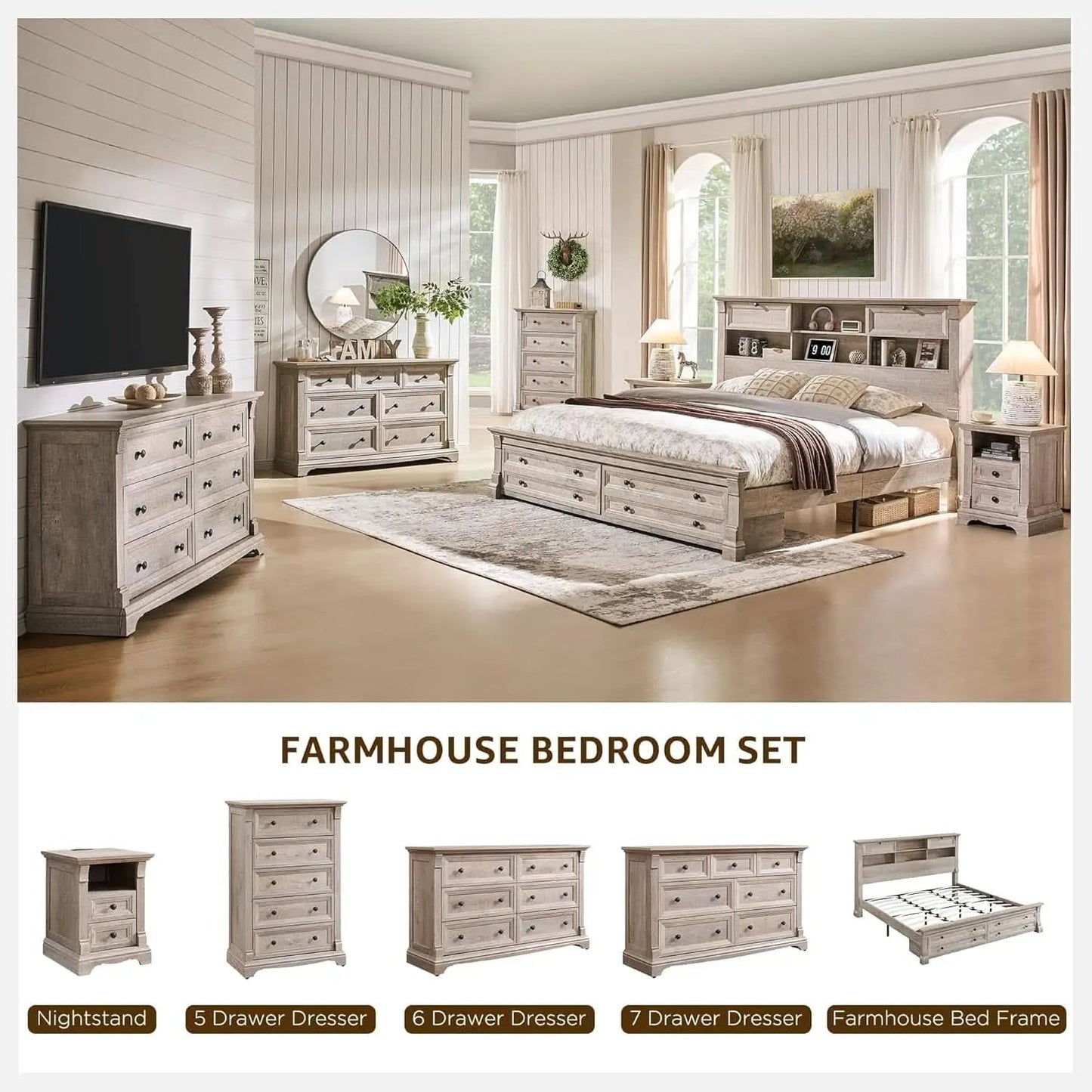 Dresser Cabinet FiftyFourInch Wide Distressed Oak Finish from PriceLows™