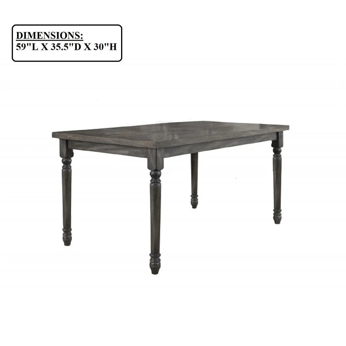 Rectangular Dining Table | Weathered Grey Finish | Four Leg Base | Seats Six