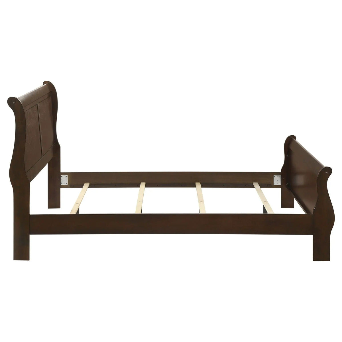 Louis Philippe Wood Queen Sleigh Bed | 62.25 x 89.25 x 47.25 in | Wood | Cappuccino