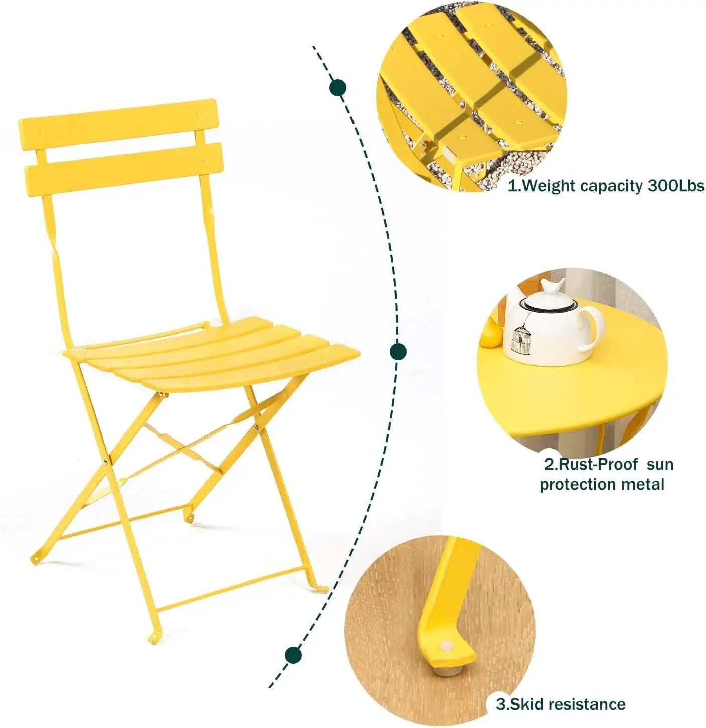 Weather-Resistant 3-Piece Folding Bistro Set for Outdoors from PriceLows™