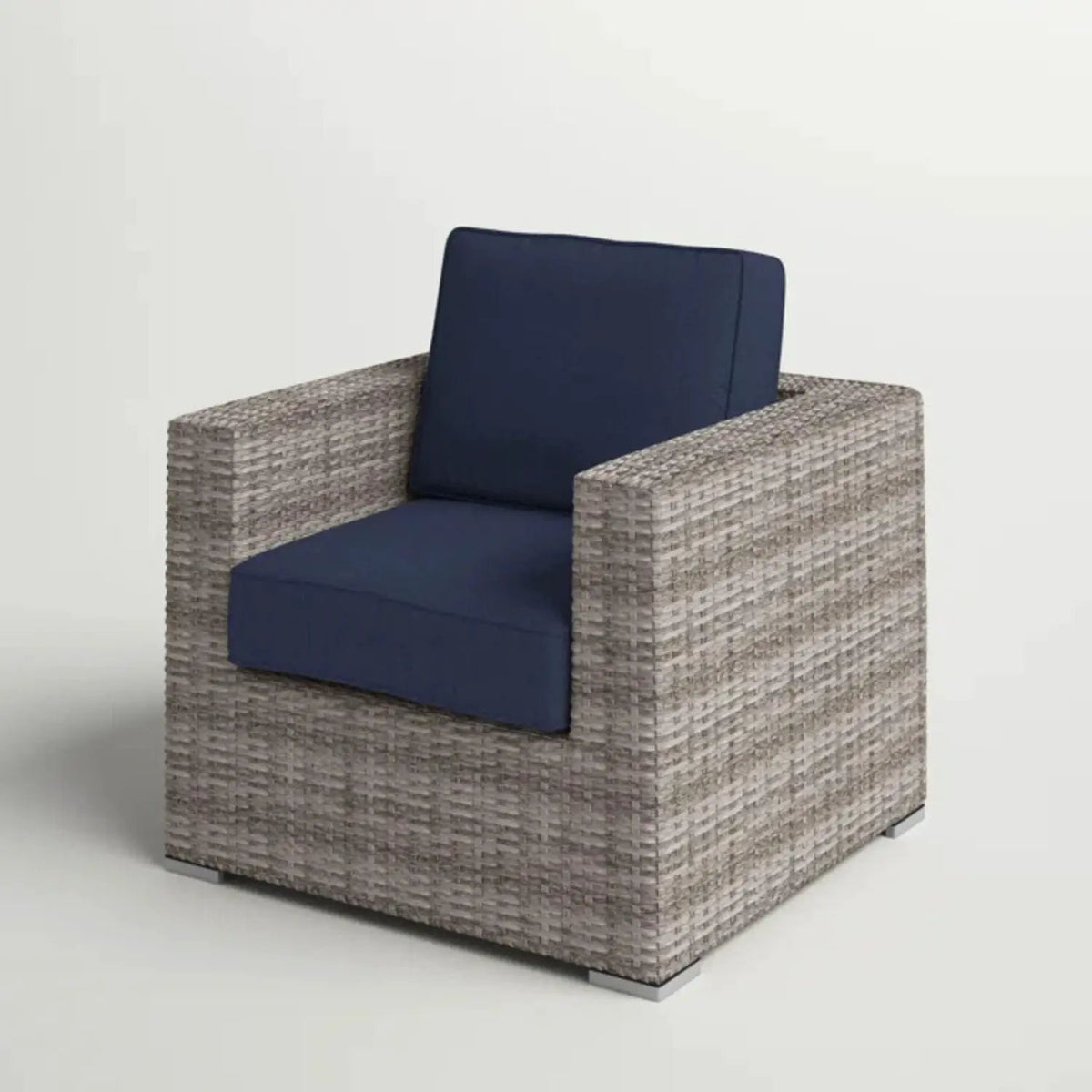 Patio Armchair With Cushions | Four Olefin Cushions | Industrial Accents | Weather-Resistant Build