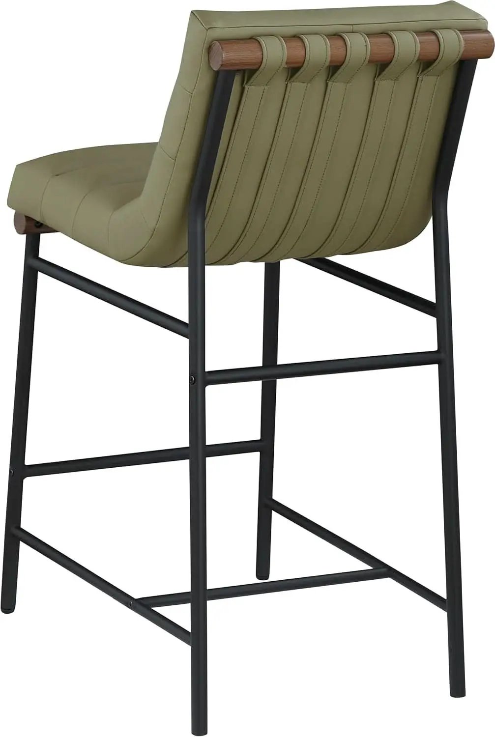 Olive Green Vegan Leather Counter Stool With Black Frame from PriceLows™