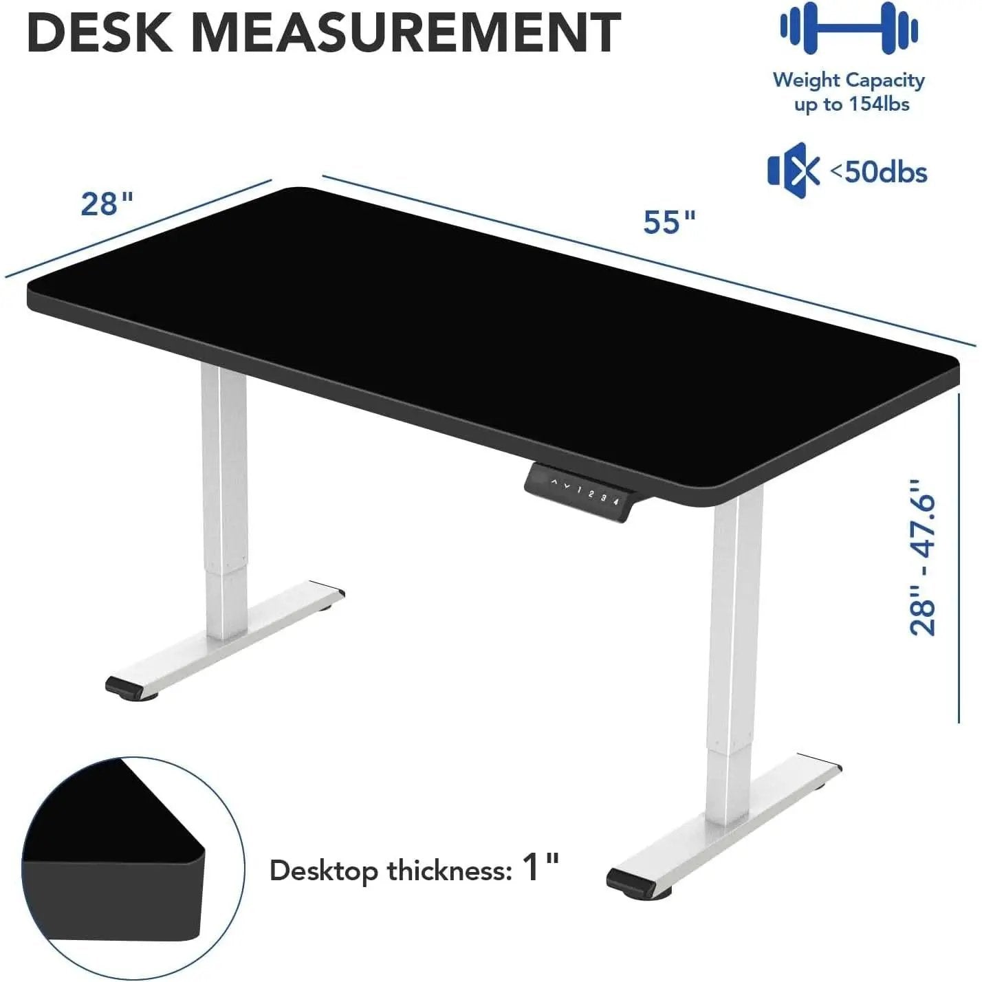 Electric Standing Desk With Memory Controller 55x28 Inches from PriceLows™