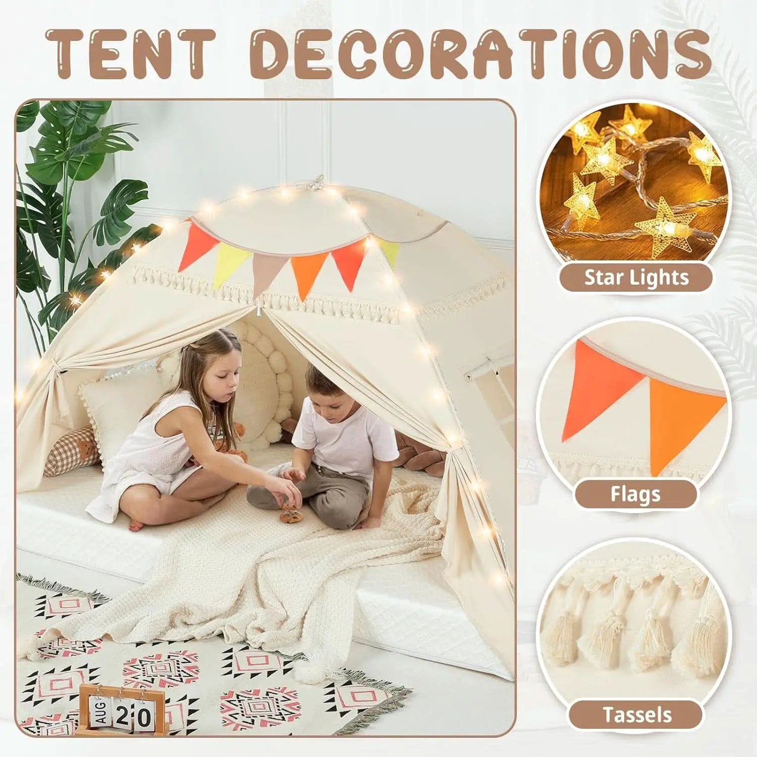 Golden Beige Premium Toddler Canopy Bed Tent Privacy from PriceLows™